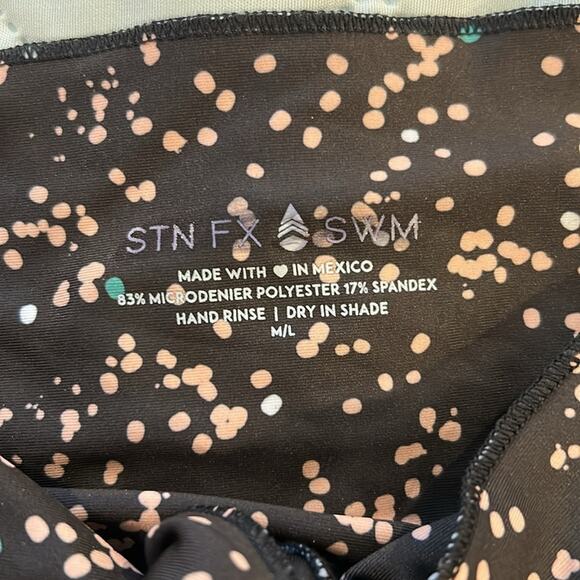 NWT Stone Fox Swim confetti dot Anini tie front bandeau top and bikini bottom - Picture 5 of 10